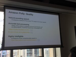 “It’s nice to know, we’re going to Nice.” Surprisingly difficult problem but Amazon Polly handles text-to-speech perfectly. #AWSStartupDay https://t.co/loAIG3hB1N