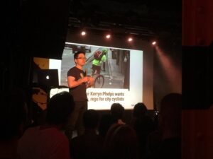 Our host @stephenlead taking advantage of the captive audience to rant about bicycles again... HEAR HEAR! 🚲 #ignitesydney https://t.co/xS4M0WJGIy