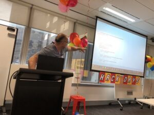 I want this guy to give every tech talk. ❤️ "So Jason sends this thing to something... to the cloud..." 😂 #myobhackday @MYOB https://t.co/Yc19XsRIQe