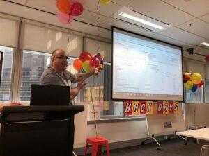 I want this guy to give every tech talk. ❤️ "So Jason sends this thing to something... to the cloud..." 😂 #myobhackday @MYOB https://t.co/Yc19XsRIQe