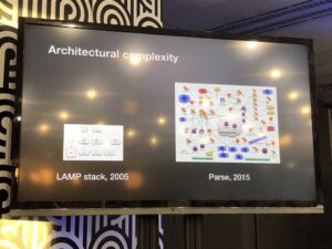 There are lots of ways to measure complexity. Here's a very simple example. "Anybody remember LAMP stacks? When you only had to decide between MySQL and Postgres?" 😂 @mipsytipsy #sydtechleaders https://t.co/hDVJeYBwOx