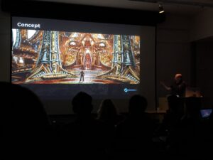 Miles Green from @AnimalLogic talking about using fractals to design super detailed sets for Guardians of the Galaxy Vol. 2. Fascinating stuff. #VizMatters #vismatters2017 https://t.co/1t2MO8ALg5