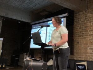 IOS development at #sydjs?! @hannahcancode showing the crowd how to use React Native to build apps! @sydjs https://t.co/7JKZtPWOo3