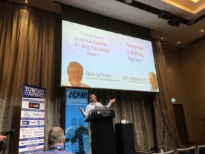 Story points and velocity are killing Agile, says @JoshuaKerievsky. Do your emotions during a sprint look like this? 😂 #yow17 https://t.co/Xe7hVPQojM