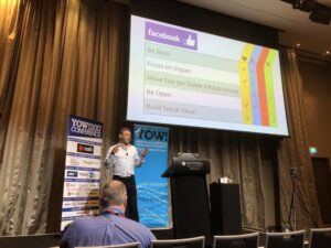 Huh. FB have changed their value from "Move fast and break stuff" to "Move fast... with stable infrastructure." I hope all of the startups that idolise them reflect on that! #yow17 @JoshuaKerievsky https://t.co/R7VbMK1WY1