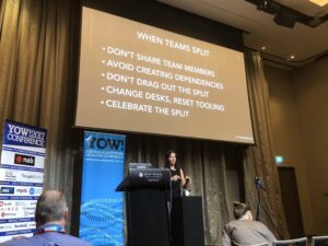 Splitting a team can feel traumatic, like the breaking of the Fellowship. @heidihelfand has advice for handling it. Sometimes you need to celebrate it. #yow17 https://t.co/xexWseTEo3