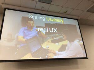 Interesting UX challenge: you can't just say "build something you'd like to use" when the engineers don't have profound hearing loss. They can't make assumptions about what users will find useful. #yow17 @xerxesb @mark_sabbatical https://t.co/NjNT33AVOJ