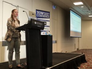 Live coding is happening! @SaraJChipps showing us how to code the friendship mode on @jewelbots. #yow17 https://t.co/X70qO6ecLh