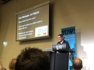 LOL. @mamund using his experience with Australian English as an example of evolvable API patterns. No one stopped him at the border to check he had the Oz English domain model installed. 😂 #Yow17 https://t.co/ee6xbqn2a2