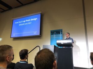 If waterfall says to do all the design up front and agile says to do none, how much should you do? @simonbrown (ever the consultant) says "it depends" and "just enough." #yow17 https://t.co/mYSPMiImEC