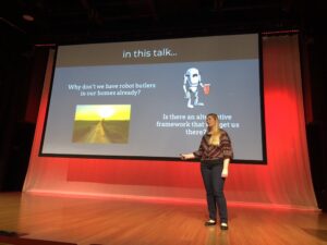 YES. Why don't I have a robot butler in my house already? (Sidenote: I ❤️ that @yakticus used a butler and not a maid. Fight the normalisation of default-"female" digital assistants!) 🤖 #yow17 https://t.co/pTqsNGzp8T