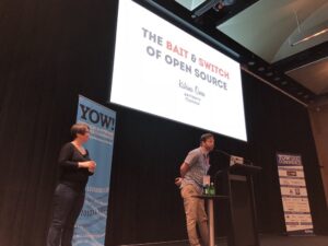 Growing crowd as @jedws prepares to introduce @kytrinyx for her final stop of the tour. Excitement! ❤️ #yow17 https://t.co/Nstth2jvb3