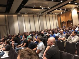 Everyone is mesmerised by @davefarley77's heliocentric solar system animated gif. (Its chaos bothers me. *shudder*) #yow17 https://t.co/S6gacOIWz4