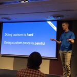 Doing custom design and layout for apps is hard. Doing it twice is PAINFUL. @flutterio solves this with platform layering. #yow17 https://t.co/InmWcOZ3Qq