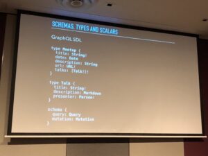 Ha! Was just arguing during the lunch break that a "conference app" is becoming the new "To Do list" when it comes to sample apps. And now @joshprice is using meet up and talks in his GraphQL example! #yow17 https://t.co/6w4cgPyX0x