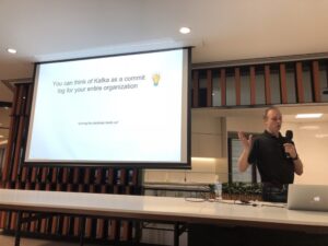 "You can think of Kafka as a commit log for your entire organisation." Pithy! @matt_howlett @confluentinc @OCTODownUnder #TechShare #techsharesydney https://t.co/4ST3W2oB7E