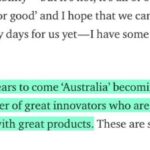 Great post @MelanieCanva! My favourite part was the bit about making Australia synonymous with innovation and solving hard problems. 👏 "21 Questions from Aussie Startups..." https://t.co/qfhR2H98Md https://t.co/kaZLr7wRZC