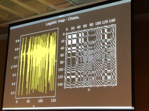 Recurrence plots are a good way to visualise dynamic system data. AND they look like a great way to generate cool knitting patterns! #sypy https://t.co/WEhLgTmKVX