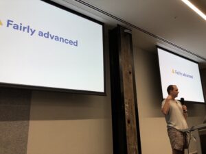 A warning from @alexandereardon that his performance optimisation tips are going to be expert-level. At its core though it's about not doing things you don't need to do. #reactsydney @reactsydney https://t.co/96Z0iEK5yg