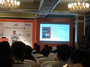 Cameo by @davefarley77 (well, his book anyway) in Peter Jacobs’s talk! Sounds like it was critical to @ingnl’s agile transformation. #AgileIndia2018 https://t.co/zeMOirGNpM