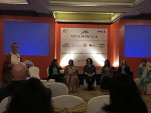 Love a good panel discussion. Six women talking about leadership and building diverse teams! #agileindia2018 https://t.co/9XYikd3Hbo