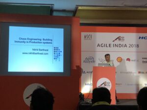 Listening to my new friend Nikhil from @Snapchat talk about chaos engineering. It’s like building up your tolerance for allergens by injecting the thing that bothers you. #AgileIndia2018 https://t.co/DFIVulIO4a