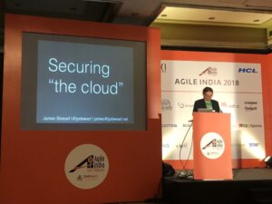 Ready for @jystewart’s talk on securing “the cloud.” (Love the scare quotes!) 🔐☁️ #AgileIndia2018 https://t.co/AwsSOYYOTO