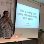 Last talk is from Anukrity telling us about her experience with a tech bootcamp. Good reminder that not everyone in a bootcamp is a true junior - she’s got lots of experience but took time off for family. @JuniorDevSG https://t.co/hPXG5dlcQT