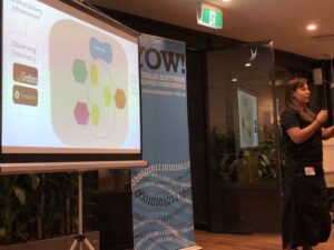 “So what’s the solution to this? MAGIC!” 😂 @zhamakd walking though example involving implementing observing telemetry over your Microservice architecture. #yownight https://t.co/zZ4TsdCQkg