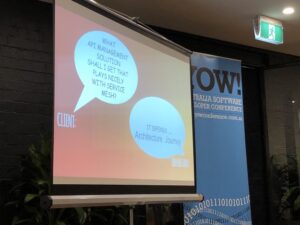 Now @zhamakd is talking about API Management systems. It’s a $600M industry, and it will grown even bigger in the future. What should you get that plays nicely with service mesh? “It depends.” #yownight https://t.co/52xEYJfizw