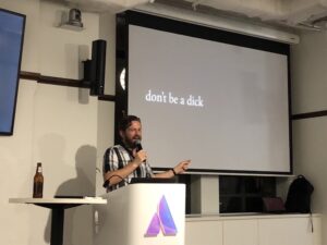 Great advice from @jedws for folks in the FP community: listen, be welcoming, describe FP as a growth-mindset field... and don’t be a dick. 👏 #fpsyd https://t.co/vjDkPODFn7