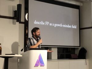 Great advice from @jedws for folks in the FP community: listen, be welcoming, describe FP as a growth-mindset field... and don’t be a dick. 👏 #fpsyd https://t.co/vjDkPODFn7