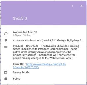 Happy news! The Sydney meetup calendar is working again now that the "WoW auction house server snafu" 😂has been fixed. Subscribe in your calendar application of choice: https://t.co/TafJ0JSwuk https://t.co/XyCTnUlgxP