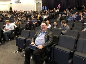 The crowd is gathering and our tweeter-in-residence has taken up his customary spot in the front row! #YOWData https://t.co/8c4Fkl2lqG