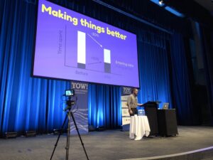 “People hate fixing things, and they really hate fixing things that we did…” Even if your ML system saves users time, if it introduces errors, it’ll irritate them. @simoncarryer #YOWData https://t.co/9p5HEzfOMO