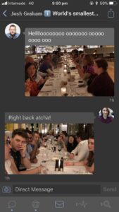 DMing photos from opposite ends of the #yowData speaker dinner table with @delitescere… https://t.co/8o50zNxQ4C