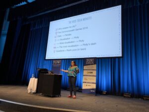 Most of #yowData has been about big lofty concepts, but @GalaCF’s talk is going to be about what she does every day - look at data and try to make sense of it. https://t.co/y3snrdNvS3