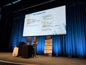 Lots of chucking and groaning as @notsolonecoder explains the complicated data wrangling she had to do to match up real time bus data with timetable info. #YOWData https://t.co/gUfPF1H6hg