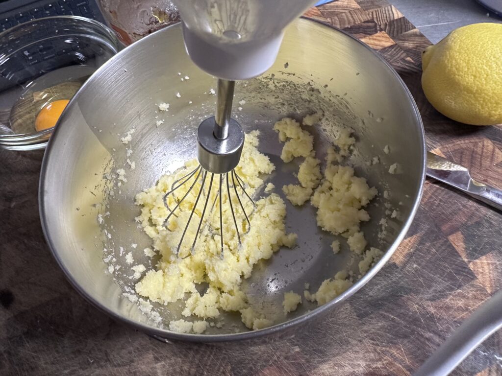 Creaming the sugar and butter