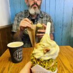 The reward for walking 18K+ steps today - a Double Pistachio chimney cake with gelato from @goodfoodoriginal. 🍦😍