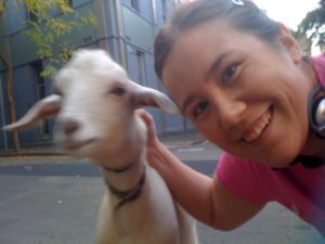 When I headed out for my run tonight, I finally met the not-quite-mythical Goat of Chippendale! His name is Maxy.