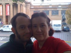 Before the Mother's Day Classic, standing in front of the Art Gallery of NSW in the rain.