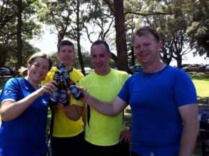 Me, Eoin, Andrew, and Jaydub enjoying an ice cold Sam Adams after today's Worldwide Festival of Races event in Sydney.