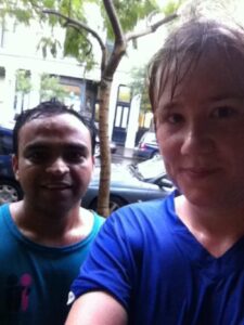 Who's a badass running in the rain? Me and @rajsingh2505 are badasses running in the rain.