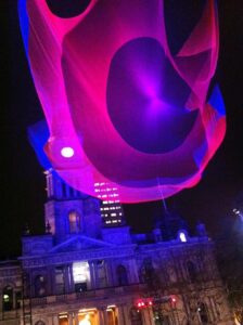 It's in front of Sydney Town Hall, and it really is breathtaking all lit up. It's called "Tsunami" and it's part of the Art & About festival.