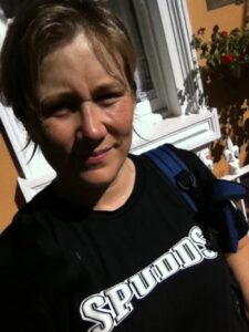 New Spudds shirt! I feel tough. Enjoying spring sunshine after today's workout.