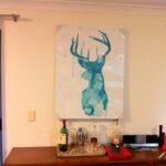 Woohoo! Giant deer art finally arrived from Temple and Webster! I think we’ll probably hang it off-center to the right?