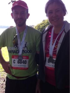 Here's me and the Snook, sweaty but proud post-Race.