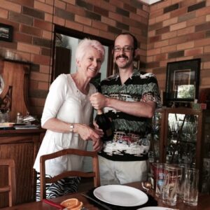 Making Aperol spritzes with his mother for a boozy lunch.