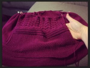 That is a lot of knitting for 7 days. No wonder my wrists hurt. (I ❤ that pocket though.)